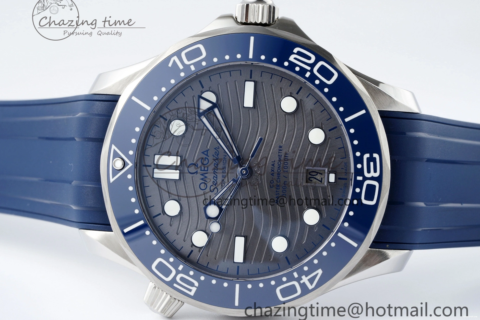 0305 SmartChoice Seamaster Diver 300M ZF 1:1 Best Edition Blue Ceramic Gray Dial on Blue Rubber Strap A 7735